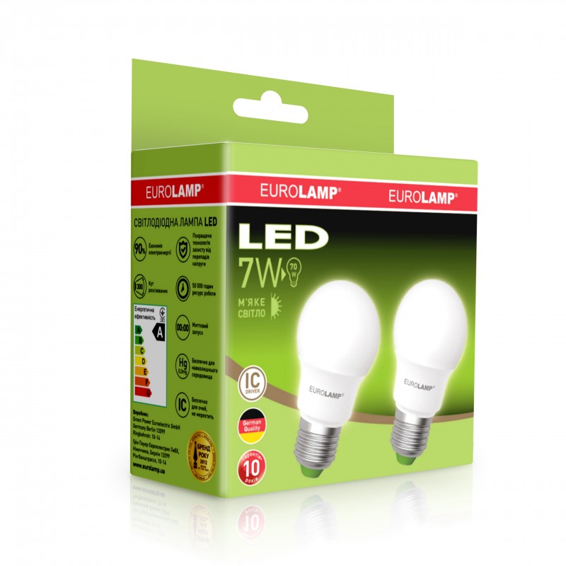 EUROLAMP Промо-набор LED Лампа A50 7W E27 3000K акция "1+1" EUROLAMP Промо-набор LED Лампа A50 7W E27 3000K акция "1+1"