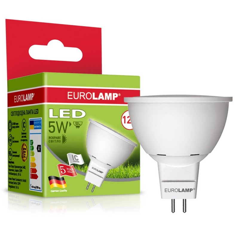 EUROLAMP LED Лампа ЕКО MR16 5W GU5.3 4000K 12V (50) EUROLAMP LED Лампа ЕКО MR16 5W GU5.3 4000K 12V (50)