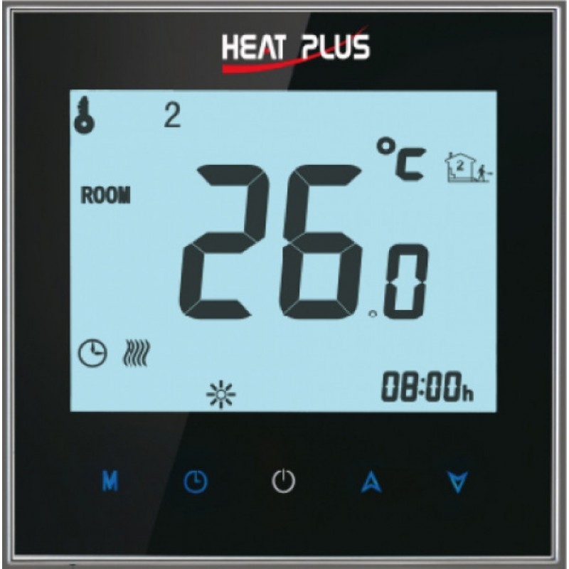 Терморегулятор HEAT PLUS iTeo4 (программируемый сенсорный) 24, Южная Корея, настенный, черный Терморегулятор HEAT PLUS iTeo4 (программируемый сенсорный) 24, Южная Корея, настенный, черный